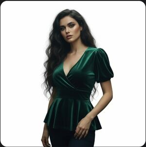Ember Velvet Emerald Green Puffed Sleeve Whimsigoth Festive Holiday Peplum Top L
